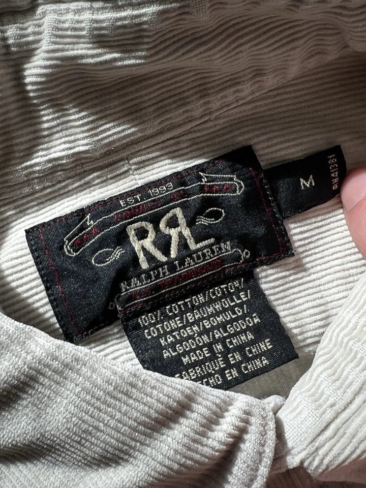 RRL Ralph Lauren Double RL Ivory Cream Snap Front Corduroy Western Shirt Medium - Image 4 of 4