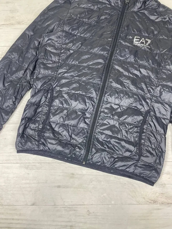 Emporio Armani EA7 Down Puffer Jacket Hooded Men Size 2XL Black - Image 2 of 4