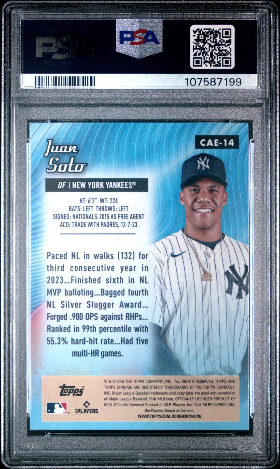 2024 Topps Chrome - Juan Soto All-Etch #CAE-14 - PSA 10 GEM - NY Yankees/Mets! view 2