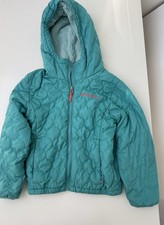 Columbia Girls Bella Plush Quilted Hooded Teal Blue Jacket 6-7 XS