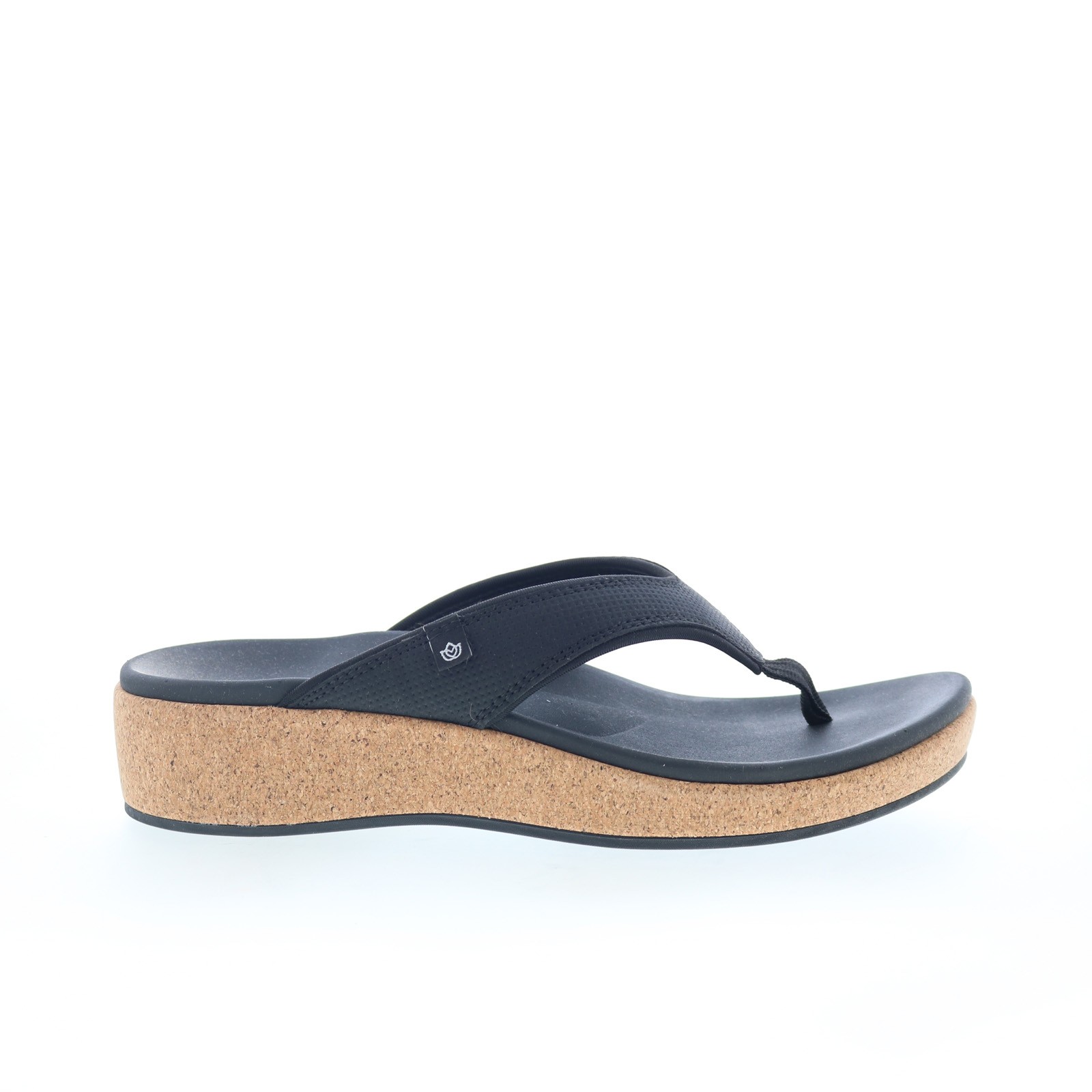 Spenco Willow Wedge SP1227BLK Womens Black Leather Flip-Flops Sandals Shoes 9990₽