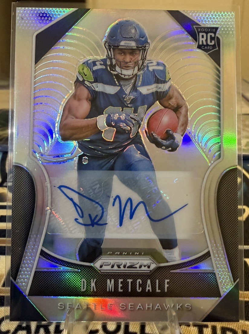 2019 Panini Prizm Rookies Silver Prizm Auto DK Metcalf #343 Rookie Auto RC