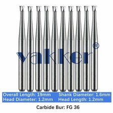 10-100pcs FG 36 Dental Carbide Burs Friction Grip Inverted Cone Burs High Speed