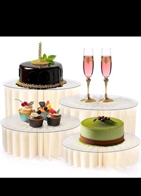 Buffet Risers for Food Display Set of 4 Diff Size Table Display Stands White