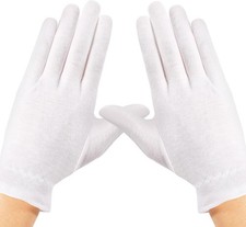 2 Pairs White Cotton Gloves for Moisturizing  Eczema,Elastic Wrist  Overnight