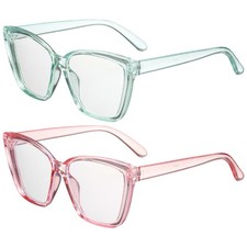 2pcs Sunglasses for Women Men, PC Anti-Blue Light, Transparent Green  Pink
