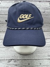 NIKE Golf Classic 99 Navy Blue Gold Swoosh Rope Dri-Fit Adjustable Hat