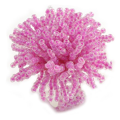 45 mm Durchmesser Rosa Glas Perle Blume Stretch Ring/Größe L