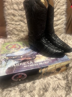 CARRETA MEN TOP QUALITY LEATHER WESTERN BOOTS-BLK-Sz 8.5