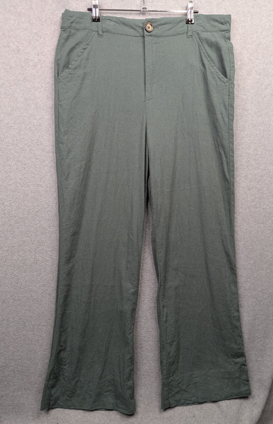 Grace Hill Pants Women 14 Green Wide Leg  Linen Blend Event Office Work Ladies