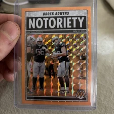 Brock Bowers Orange Fluorescent Prizm SP 2025 Panini Mosaic NOTORIETY 10 Raiders
