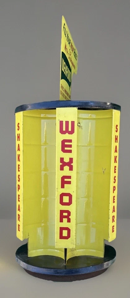 RARO🔥 Antigo Vintage Shakespeare Wexford Linha de Pesca Venda Placa de Exibição Amarela - Imagem 4 de 4