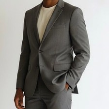 Banana Republic 100 Wool Charcoal Grey 3-Button Suit Jacket Blazer 40R Office