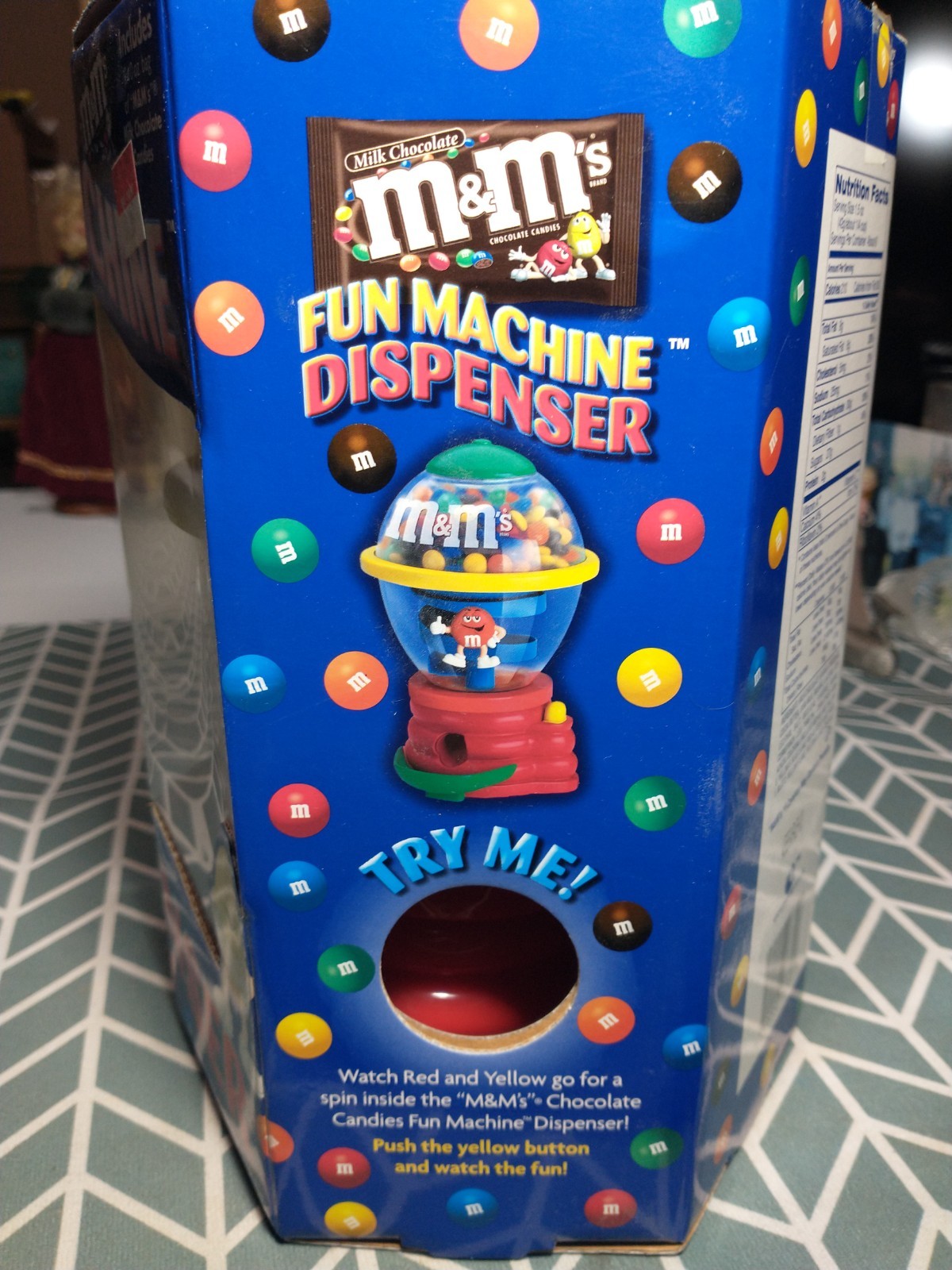 M&Ms MARS MM CANDY DISPENSER COLLECTABLE FUN MACHINE GUMBALL TYPE YELLOW RED