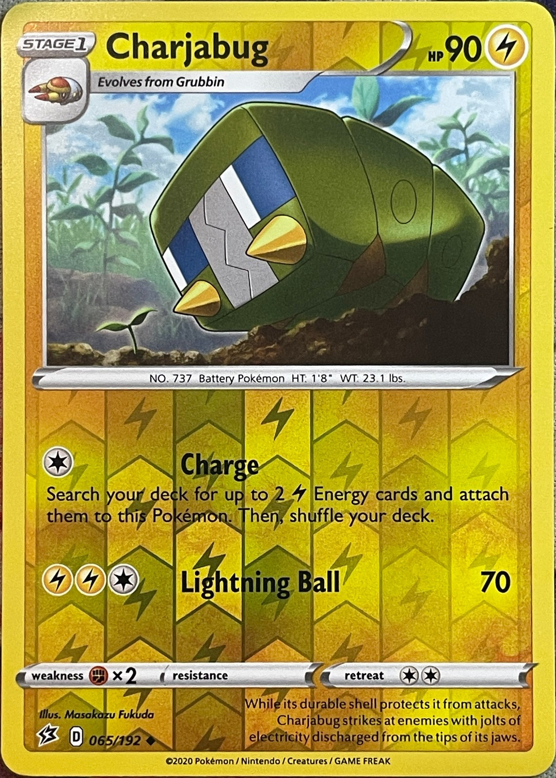 Charjabug Reverse Holo - 065/192 - Rebel Clash Pokemon 2020