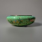 Antique Chinese Cloisonne stacking Box, Jade Green w/ multicolored Floral Design — photo 5