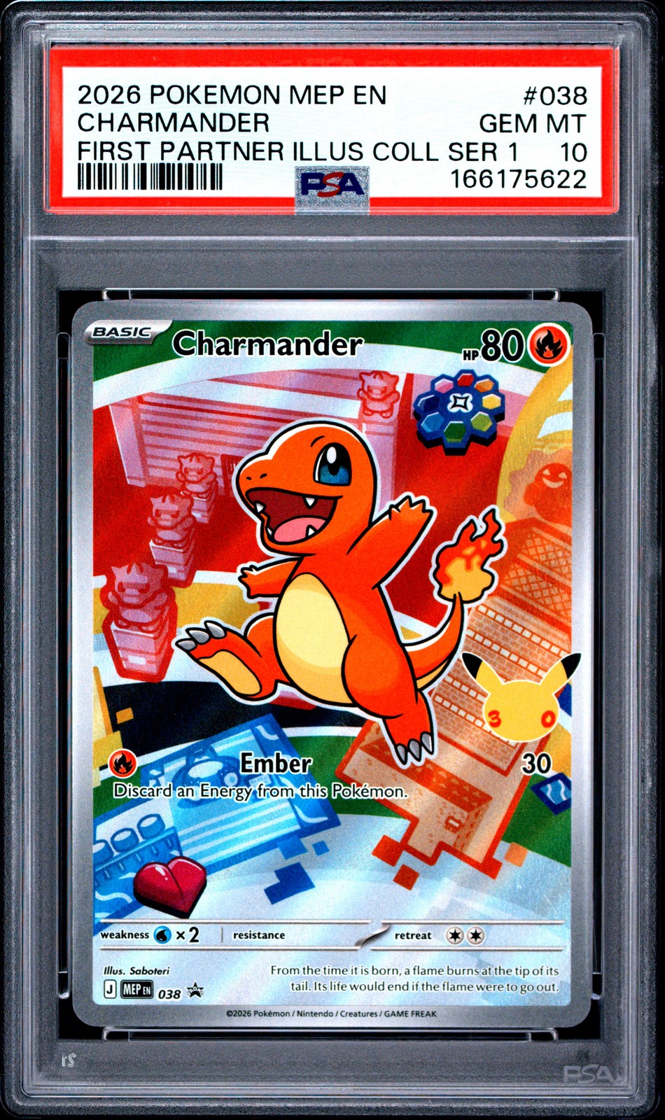 2026 POKEMON MEP FIRST PARTNER ILLUSTRATION COLLECTION #038 CHARMANDER PSA 10