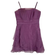 David's Bridal Purple Organza Tiered Ruffle Cocktail Dress F14335 Size 14