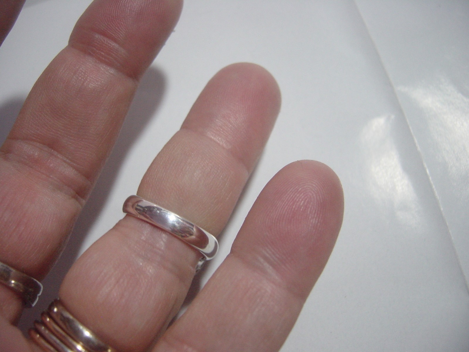 VINTAGE SOLID THICK SILVER RING-SPARKLING BLACK &… - image 6