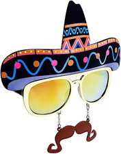 Sombrero with Mustache Sunglasses  Costume Party Attire  One Size Fits Most