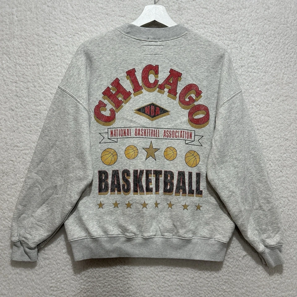 Pulôver Chicago Bulls Abercrombie & Fitch tamanho grande macio branco urze cinza XS - Imagem 2 de 4