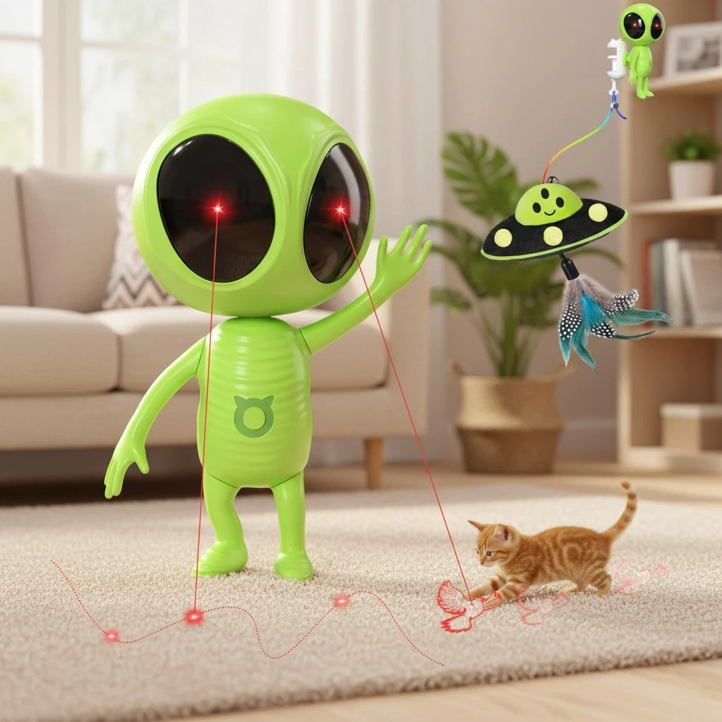 Interactive Cat Laser Toy with Dual Laser and Catnip Dangler for Indoor Play