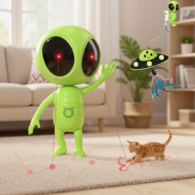 Interactive Cat Laser Toy with Dual Laser and Catnip Dangler for Indoor Play