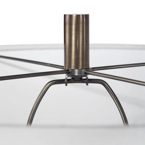 Modern Floor Lamp 67" Tall Aged Black Brass White Drum Shade Living Room Office - Picture 4 of 7