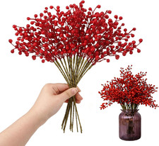 Artificial Red Berry, 8 Pack Holly Christmas Berries Stems for Christmas Tree D