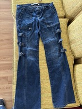 Express Women's Y2K Mid Rise Barely Boot Buckle  Jeans Sz. M Bratz Grunge 2000s