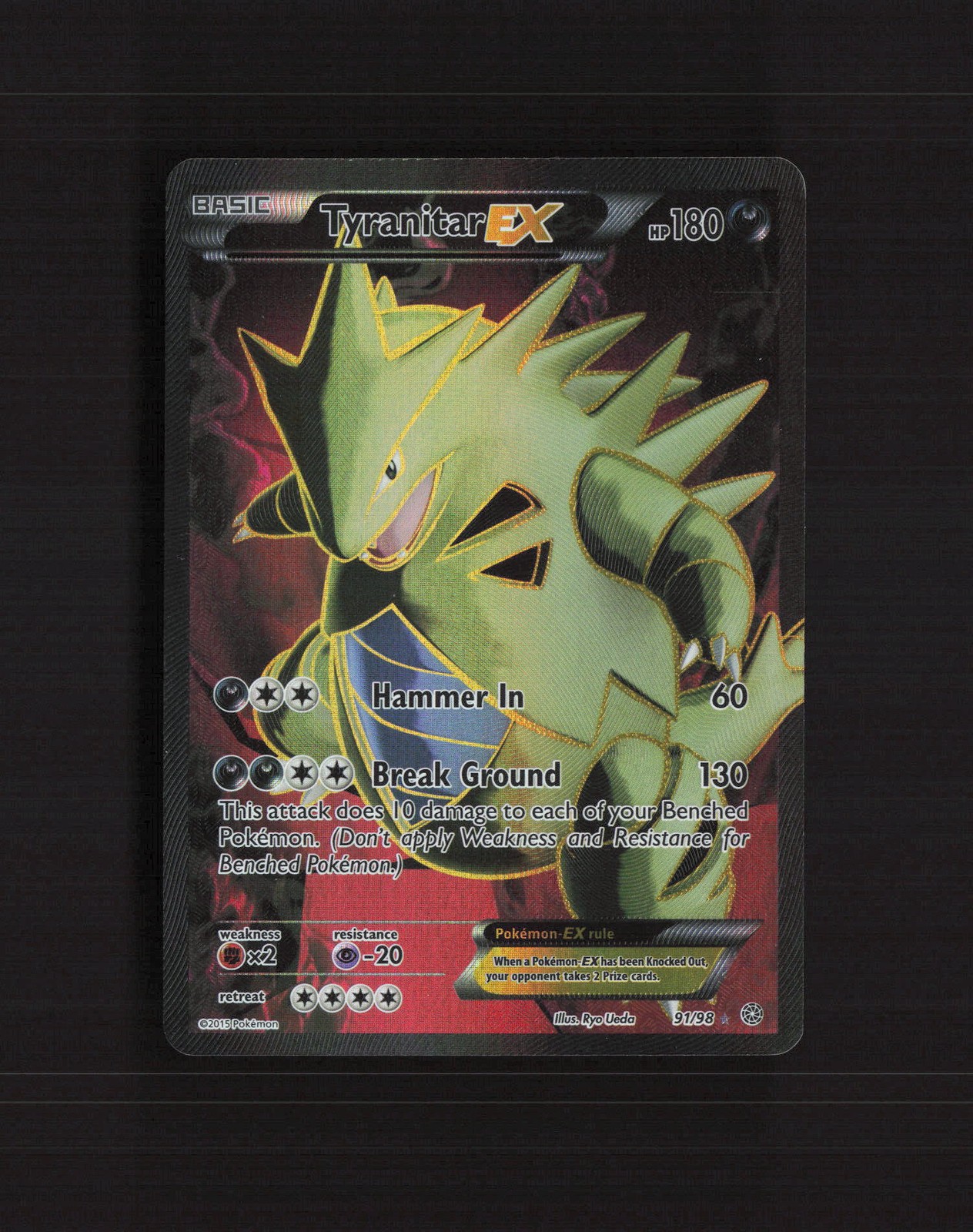 Tyranitar EX 91/98 Ancient Origins Full Art Ultra Rare Holo Pokemon Card LP+