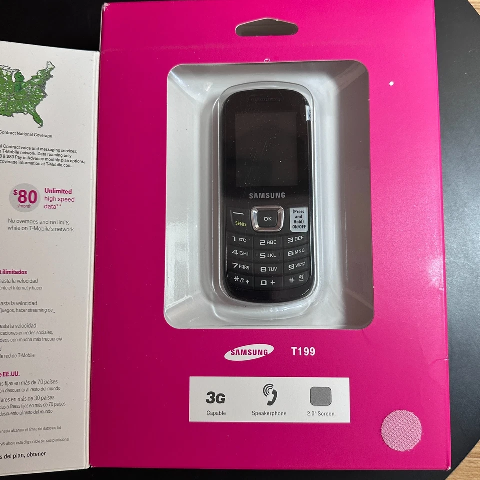 T-Mobile Samsung T199 Prepaid Cell Phone Burner No Contract 3G - NEW in BOX - Image 2 of 4