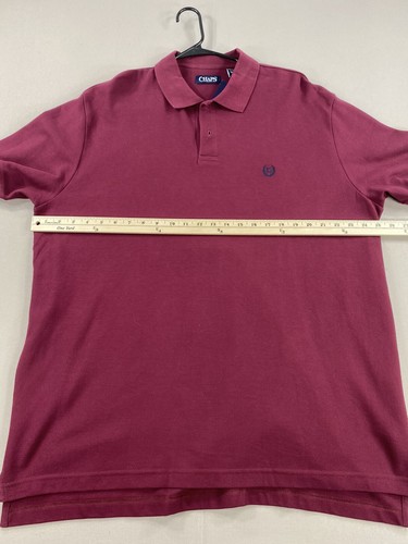 Chaps Polo Shirt Mens XXL 2XL Maroon Blue Logo Short Sleeve - Picture 11 of 14