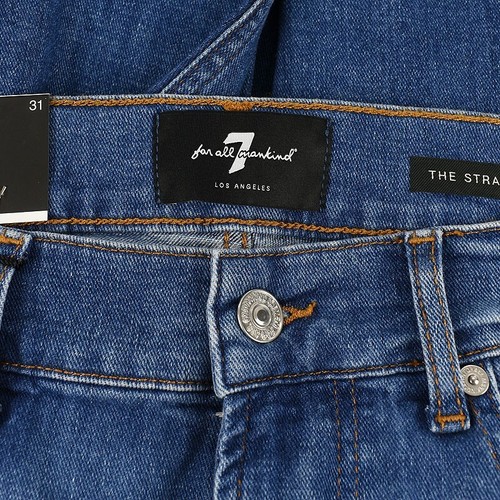 7 FOR ALL MANKIND Pitch Blue THE STRAIGHT 5 Pocket Cotton Stretch Jeans 31 NWT - Picture 3 of 3