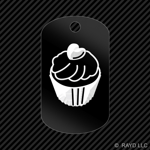 Cupcake Love Keychain GI dog tag engraved many colors  #2-image