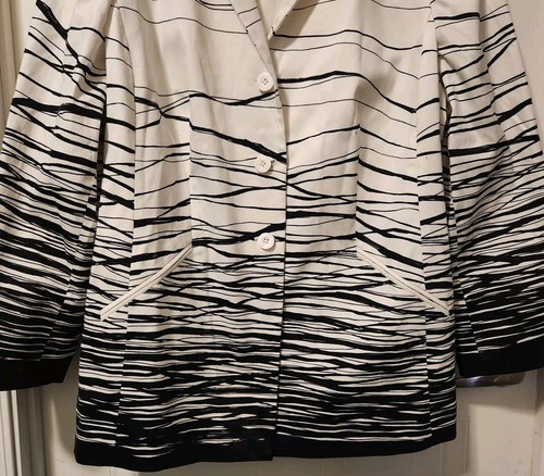 Linda Allard Ellen Tracy Jacket white black plus size 22 NWT lined buttons A644 - Picture 2 of 11
