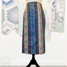 Vintage 90s REAR ENDS Western Boho Tapestry High Waist Pencil Midi Skirt Size M