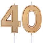 Birthday Candle Gold Number 40 BIG 13cm 40th Party Cake Decoration Anniversary