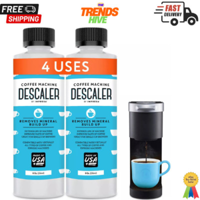 Descaler 2 Pack, 2 Uses Per Bottle Keurig, Nespresso, Delonghi  All Single Use