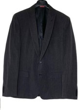 JOHN VARVATOS Black-Wash White Pin-Stripe Linen Cotton Dwell Blazer Jacket 44 L