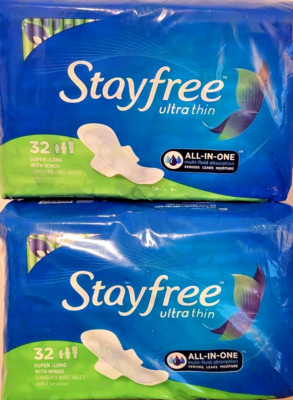 LOT of 3 packs of PADS - (2) Stayfree, 32ct + (1) Equate, 44ct (see description)