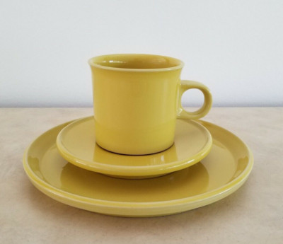 Noritake Primastone Radiant All Yellow Set Cup Saucer Salad Plate Retro 1970's