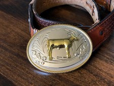Western 3"x4" FFA or 4-H Cowboy Belt Buckle 3D Stock Show Beef Engravable