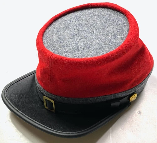 CIVIL WAR CSA CONFEDERATE ARTILLERY GREY WOOL KEPI FORAGE CAP HAT-2XLARGE