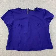 Trina Turk Top Womens Size 12 Blue Stretch Crop Zipper Closure