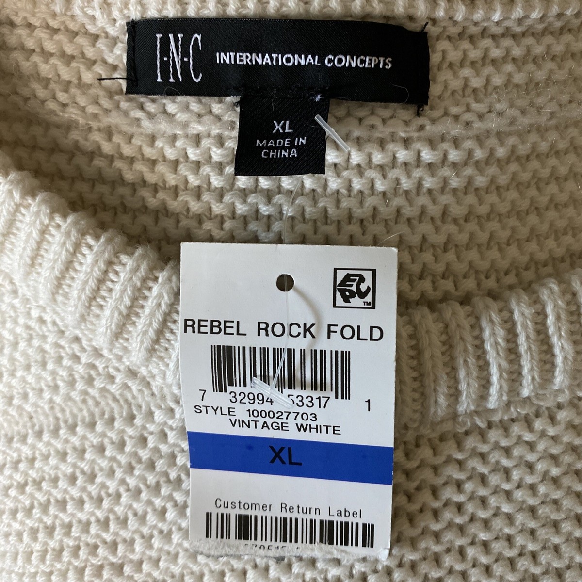 ☺︎ INC International Concepts White Knit Pullover Sweater, Men's Size