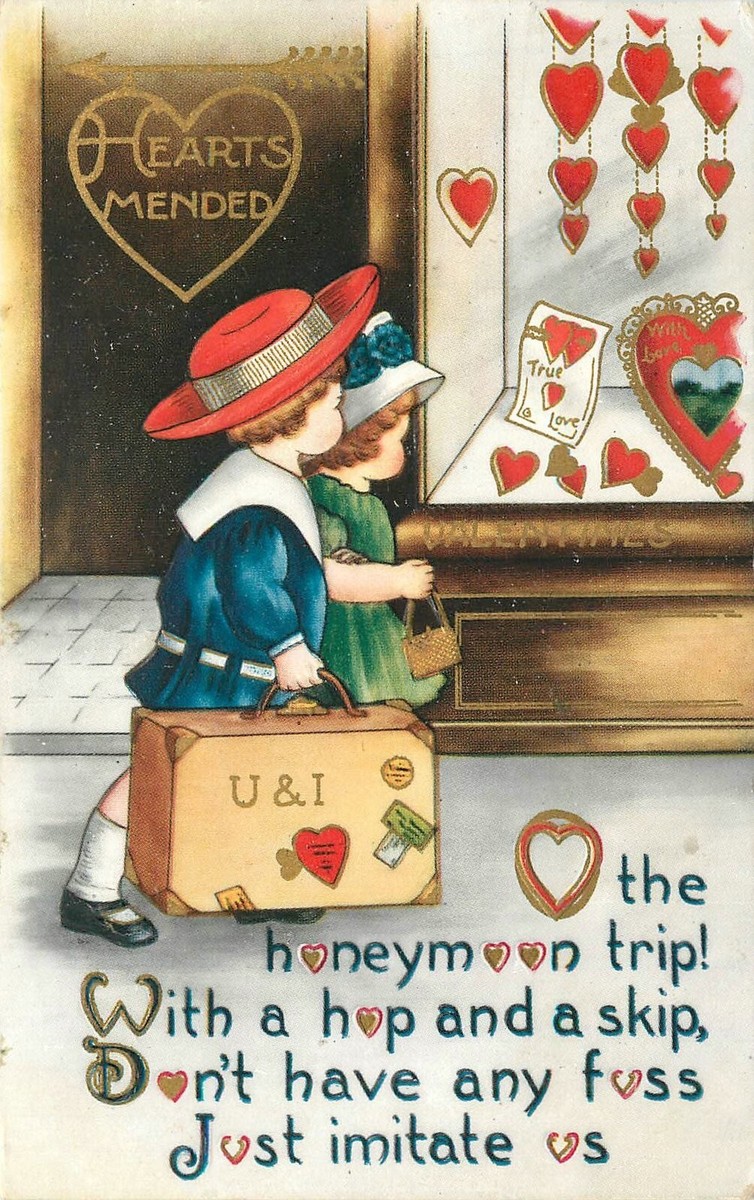 Postcard Valentine Hearts honeymoon saying 23-9639 | eBay