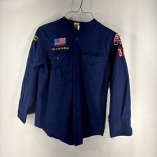 Boy Scouts of America Shirt Long Youth Sleeve Medium Blue Missing Buttons Damage