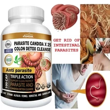 Colon Detox Cleanse Parasite Candida 100 Capsules Natural Herbal Supplement