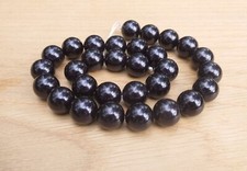 Black Shell Pearls 14mm Smooth Round Beads, Strand Approx 15" (man-made)